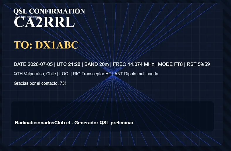 Presentamos el nuevo Generador Profesional de QSL de RadioaficionadosClub.cl