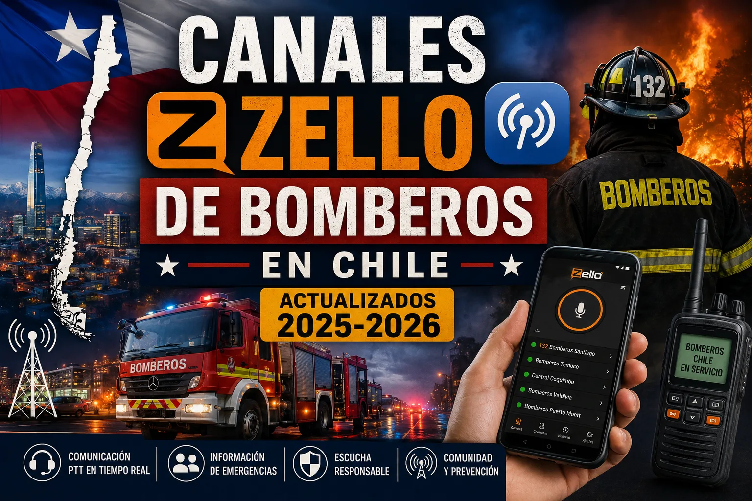 Canales Zello de Bomberos en Chile (Actualizados 2025-2026)